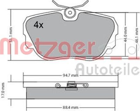 Metzger 1170316 - Brake Pad Set, disc brake autospares.lv