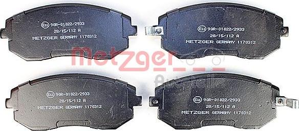 Metzger 1170312 - Brake Pad Set, disc brake autospares.lv