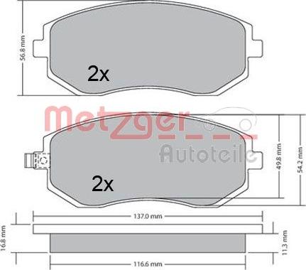 Metzger 1170312 - Brake Pad Set, disc brake autospares.lv