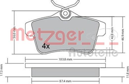 Metzger 1170335 - Brake Pad Set, disc brake autospares.lv