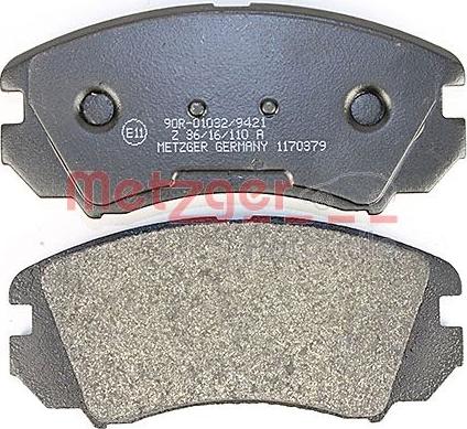 Metzger 1170379 - Brake Pad Set, disc brake autospares.lv