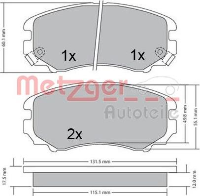 Metzger 1170379 - Brake Pad Set, disc brake autospares.lv