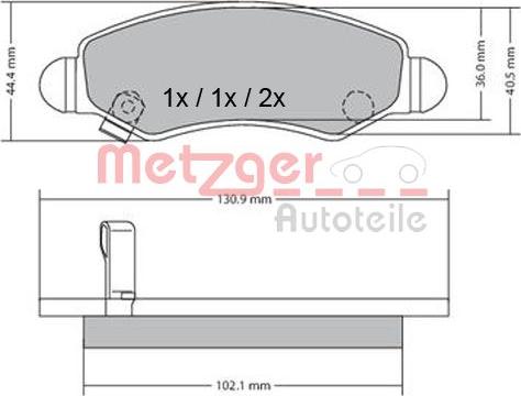 Metzger 1170295 - Brake Pad Set, disc brake autospares.lv