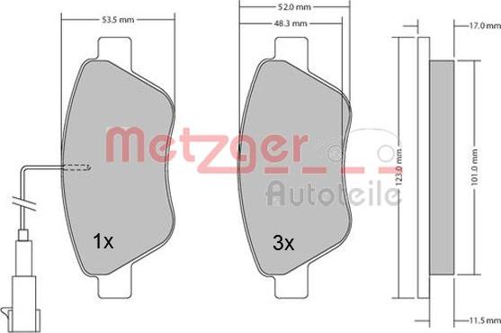 Metzger 1170296 - Brake Pad Set, disc brake autospares.lv