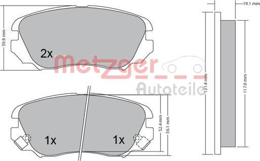 Metzger 1170291 - Brake Pad Set, disc brake autospares.lv
