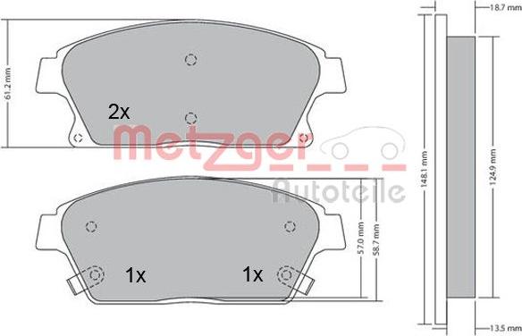 Metzger 1170292 - Brake Pad Set, disc brake autospares.lv