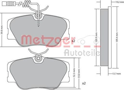 Metzger 1170258 - Brake Pad Set, disc brake autospares.lv