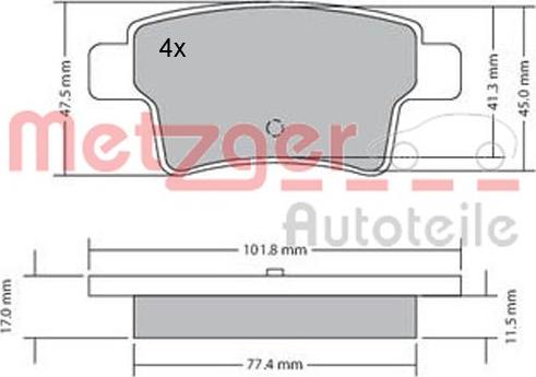 Metzger 1170264 - Brake Pad Set, disc brake autospares.lv