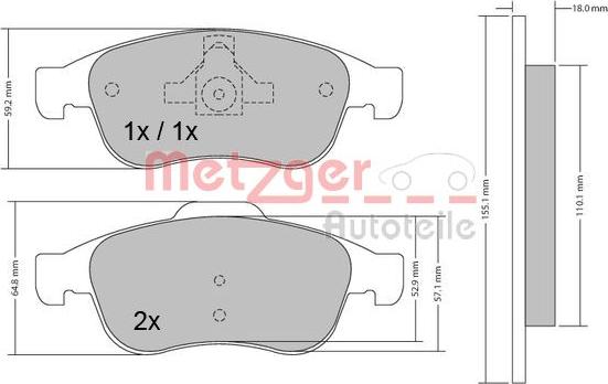 Metzger 1170265 - Brake Pad Set, disc brake autospares.lv