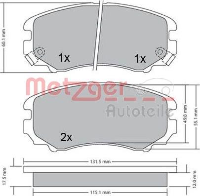 Metzger 1170262 - Brake Pad Set, disc brake autospares.lv