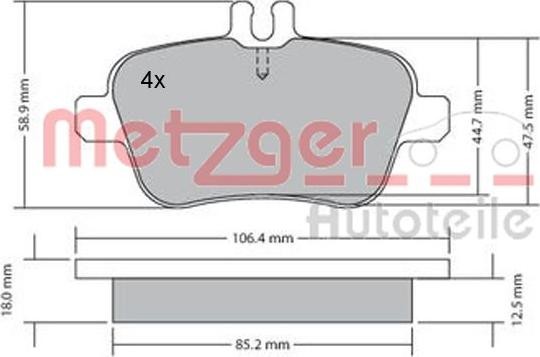 Metzger 1170204 - Brake Pad Set, disc brake autospares.lv