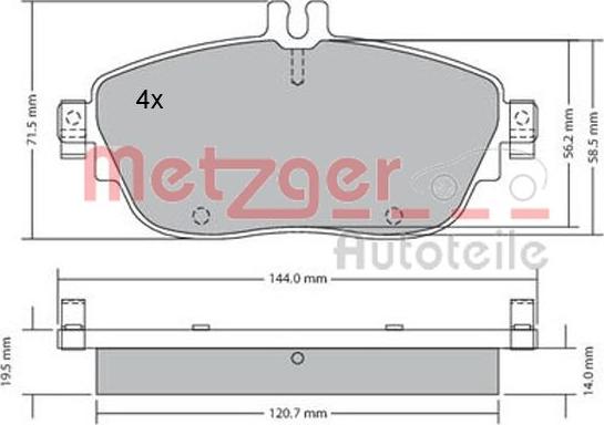 Metzger 1170215 - Brake Pad Set, disc brake autospares.lv