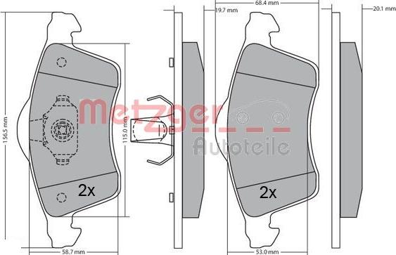 Metzger 1170218 - Brake Pad Set, disc brake autospares.lv