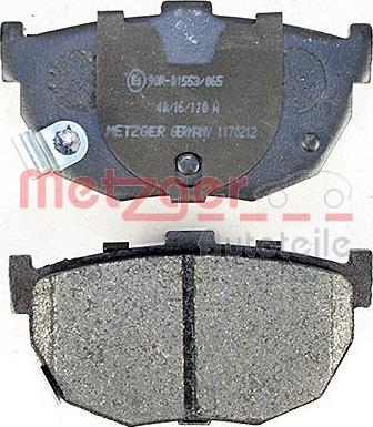Metzger 1170212 - Brake Pad Set, disc brake autospares.lv