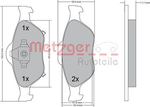 Metzger 1170287 - Brake Pad Set, disc brake autospares.lv