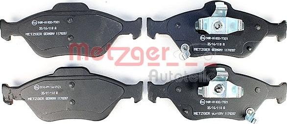 Metzger 1170287 - Brake Pad Set, disc brake autospares.lv