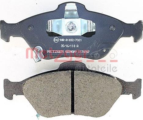 Metzger 1170287 - Brake Pad Set, disc brake autospares.lv