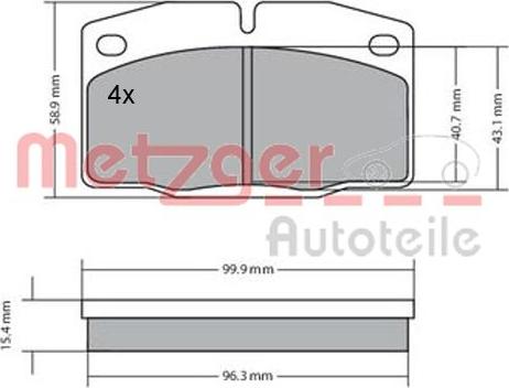 Metzger 1170234 - Brake Pad Set, disc brake autospares.lv