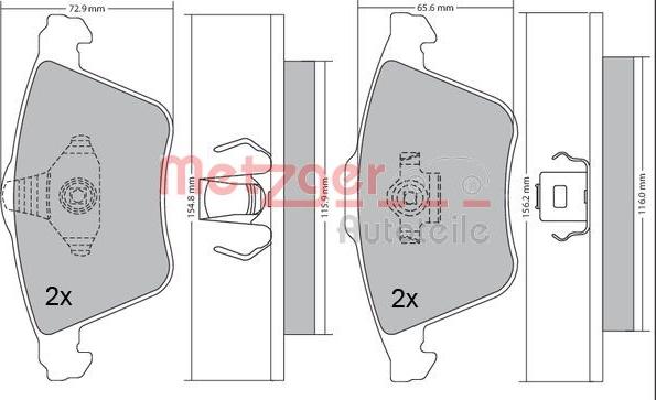 Metzger 1170233 - Brake Pad Set, disc brake autospares.lv