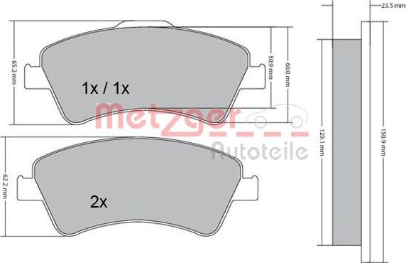 Metzger 1170220 - Brake Pad Set, disc brake autospares.lv