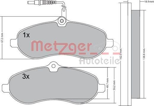 Metzger 1170228 - Brake Pad Set, disc brake autospares.lv