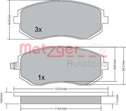 Metzger 1170275 - Brake Pad Set, disc brake autospares.lv