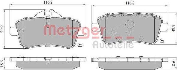 Metzger 1170786 - Brake Pad Set, disc brake autospares.lv