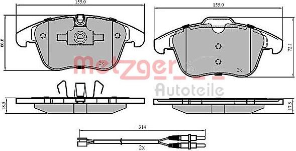 Metzger 1170773 - Brake Pad Set, disc brake autospares.lv