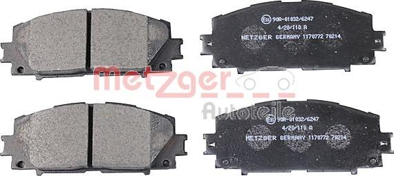 Metzger 1170772 - Brake Pad Set, disc brake autospares.lv