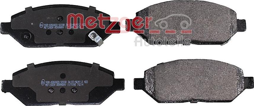 Metzger 1171005 - Brake Pad Set, disc brake autospares.lv