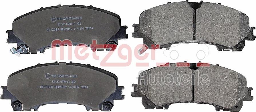 Metzger 1171006 - Brake Pad Set, disc brake autospares.lv