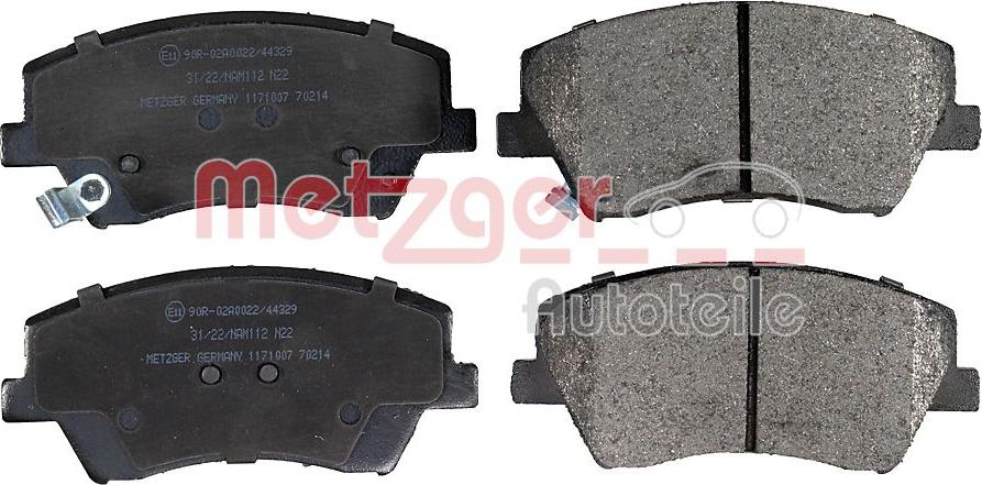 Metzger 1171007 - Brake Pad Set, disc brake autospares.lv