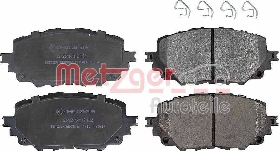 Metzger 1171011 - Brake Pad Set, disc brake autospares.lv