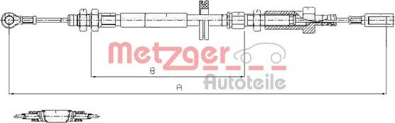 Metzger 1171.7 - Cable, parking brake autospares.lv