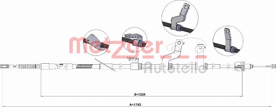 Metzger 17.6075 - Cable, parking brake autospares.lv