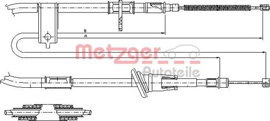 Metzger 17.2519 - Cable, parking brake autospares.lv