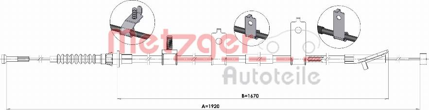 Metzger 1.MA004 - Cable, parking brake autospares.lv