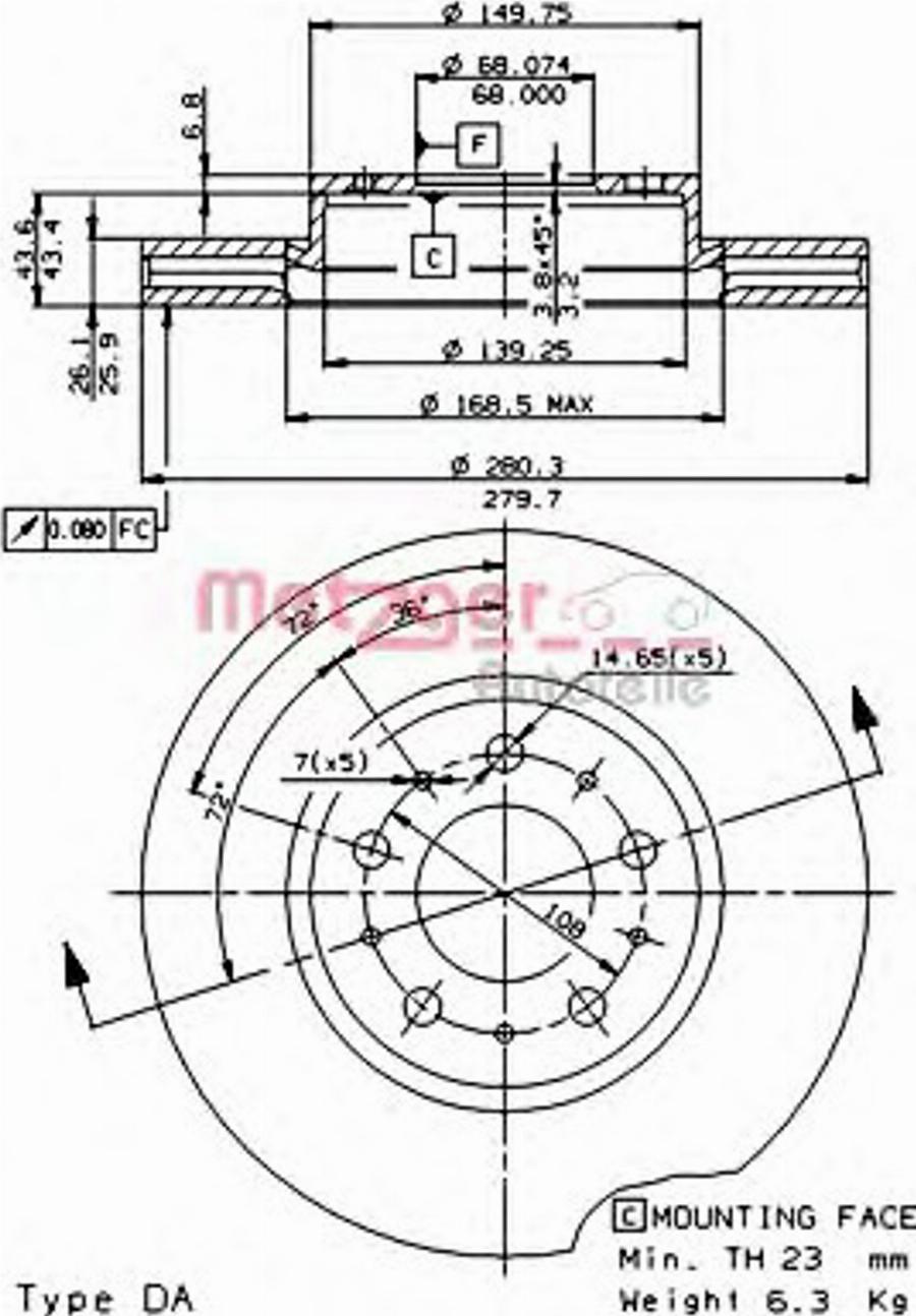 Metzger 24453V - Brake Disc autospares.lv