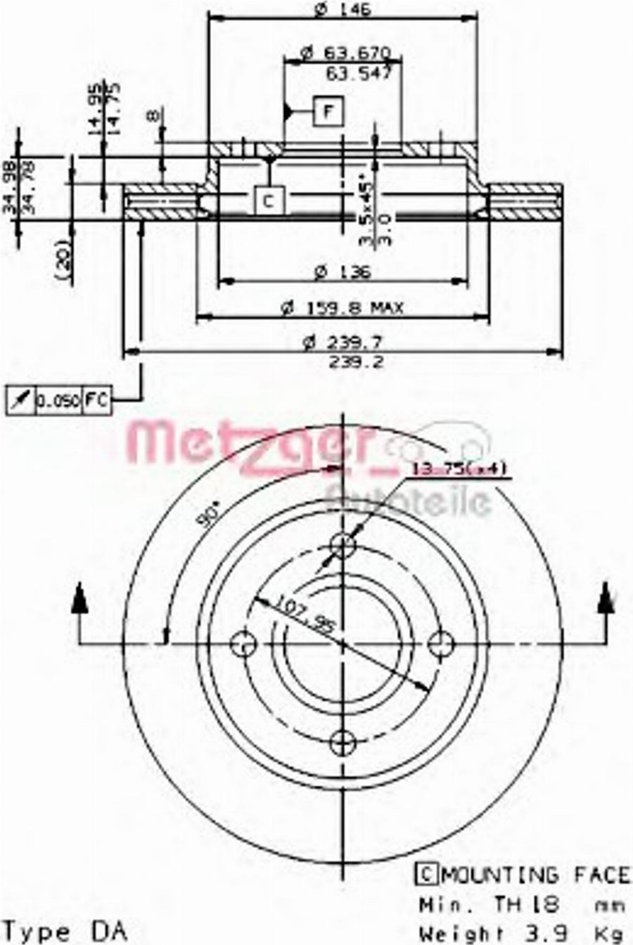 Metzger 24596E - Brake Disc autospares.lv