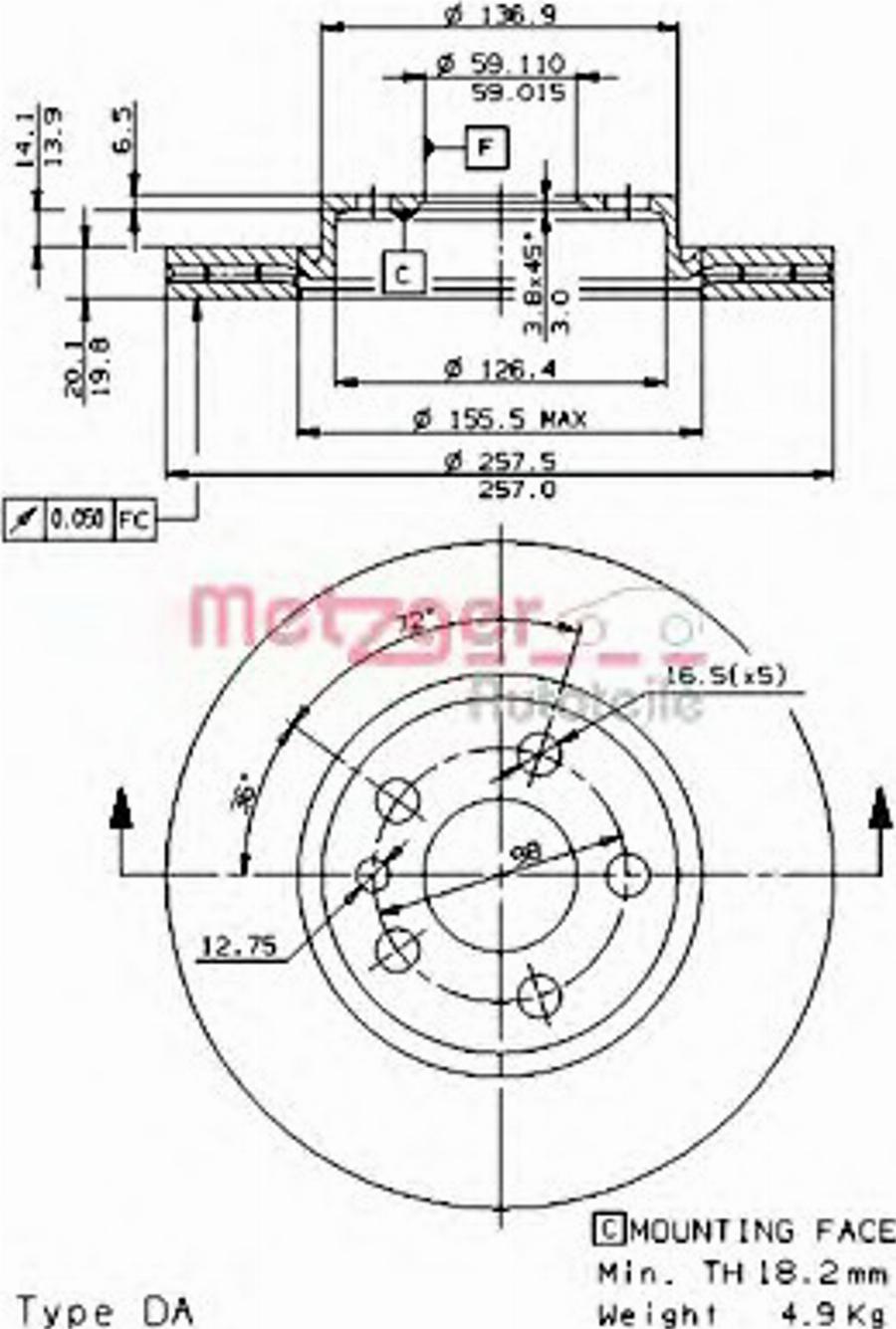 Metzger 24593 E - Brake Disc autospares.lv