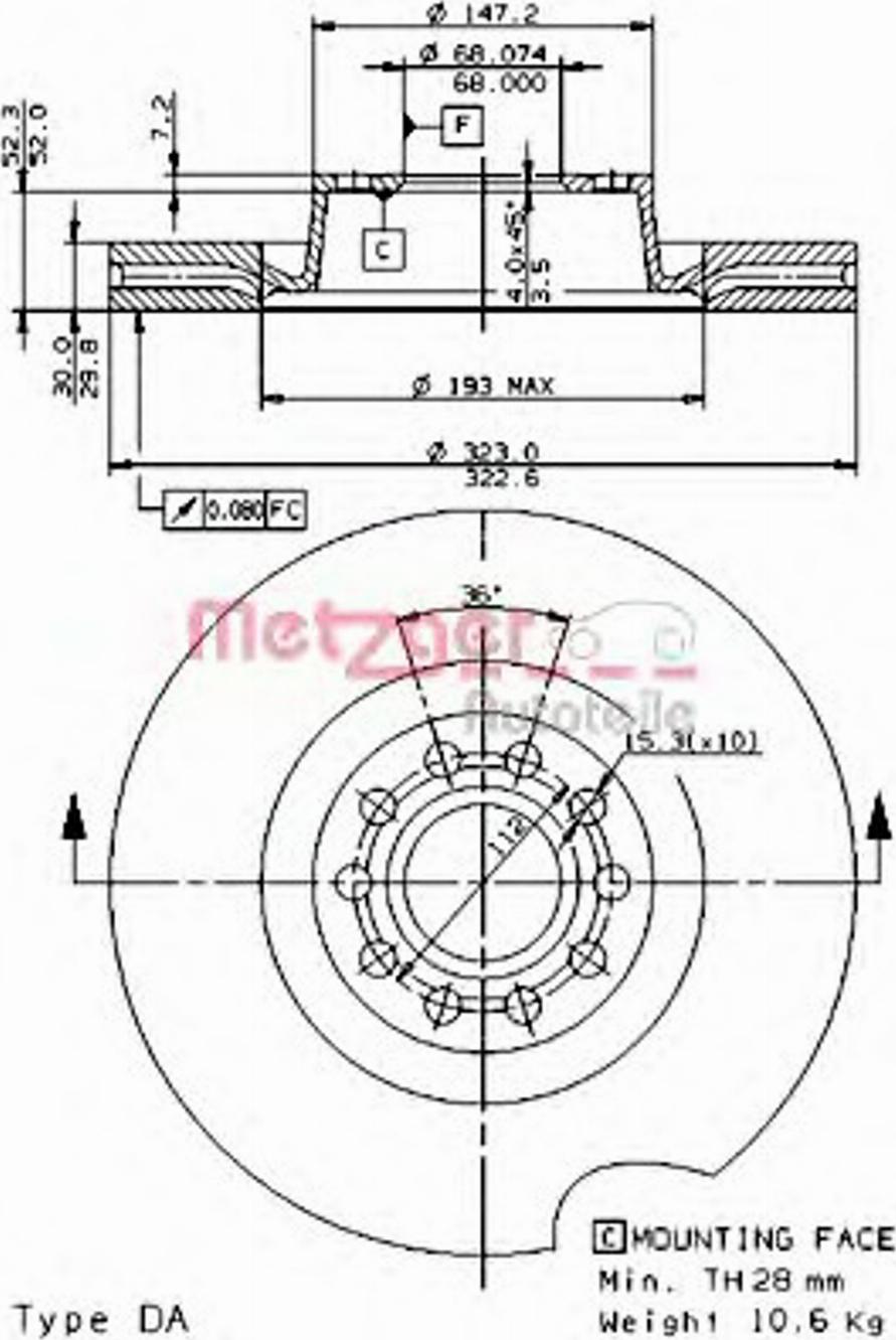 Metzger 24784 V - Brake Disc autospares.lv