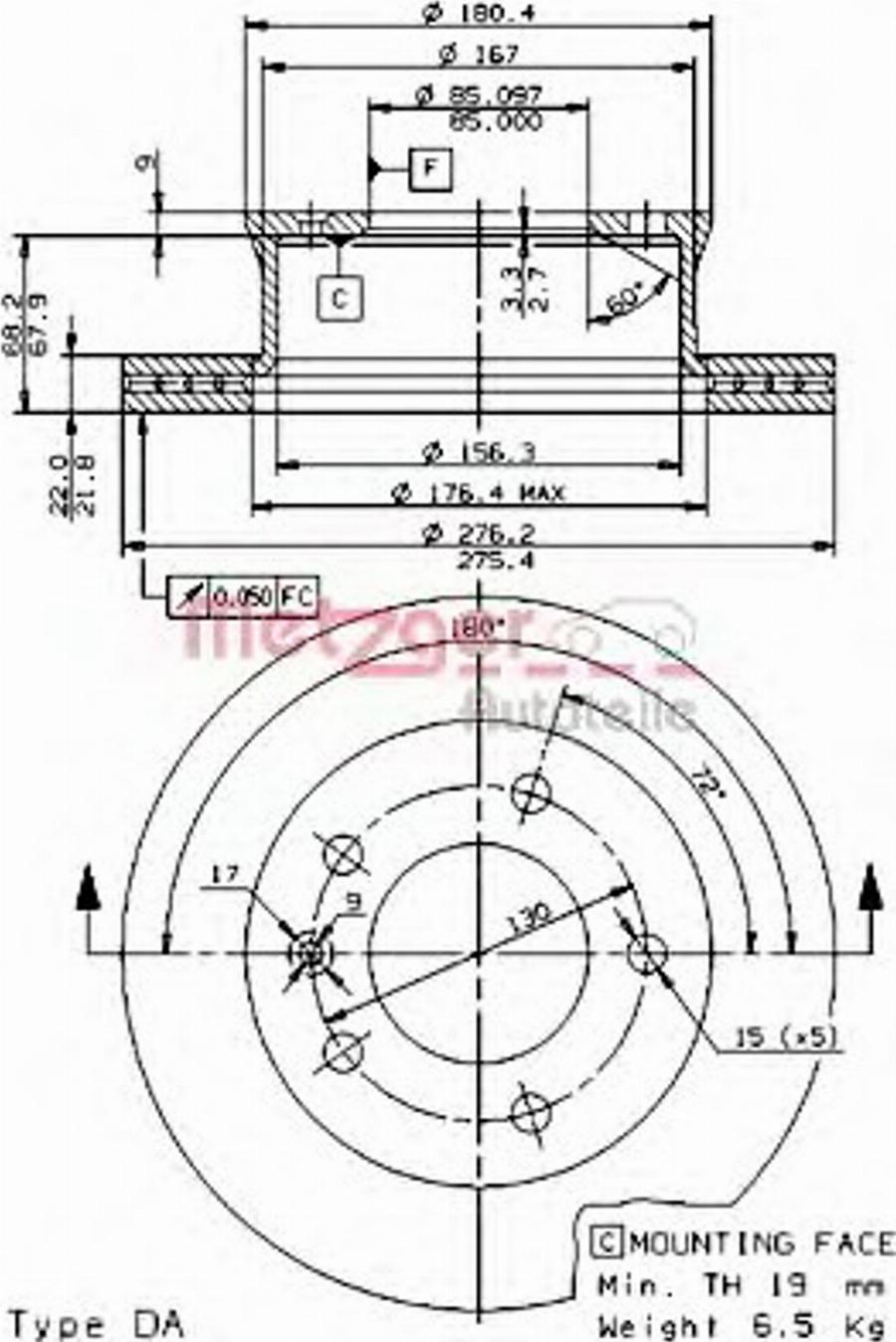 Metzger 24722 E - Brake Disc autospares.lv