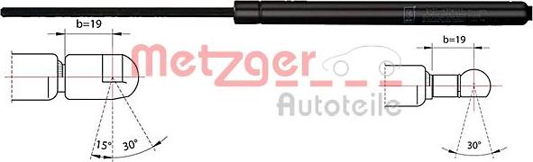 Metzger 2110356 - Gas Spring, boot, cargo area autospares.lv