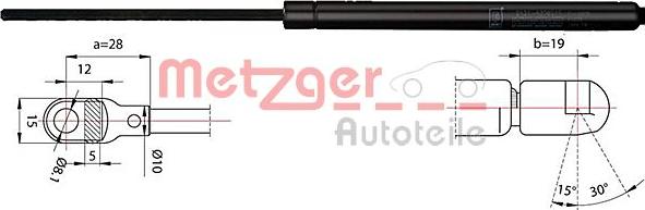 Metzger 2110388 - Gas Spring, boot, cargo area autospares.lv