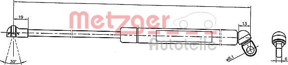 Metzger 2110376 - Gas Spring, boot, cargo area autospares.lv