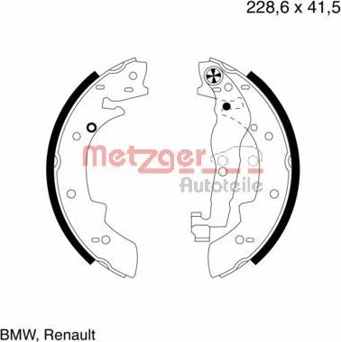 Metzger MG 400 - Brake Shoe Set autospares.lv