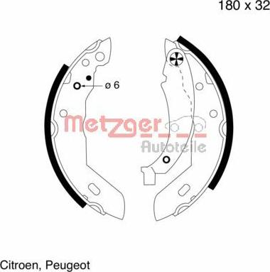 Metzger MG 415 - Brake Shoe Set autospares.lv