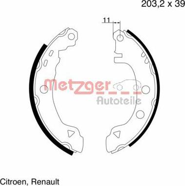 Metzger MG 425 - Brake Shoe Set autospares.lv