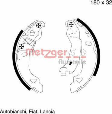 Metzger MG 585 - Brake Shoe Set autospares.lv