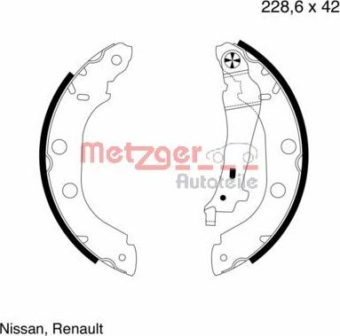 Metzger MG 645 - Brake Shoe Set autospares.lv